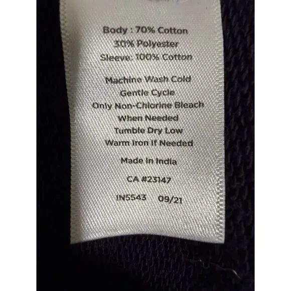 Talbots Navy Blue Striped Sleeve Sweatshirt | Preppy Chic Colorblock Top Size M - Picture 5 of 5